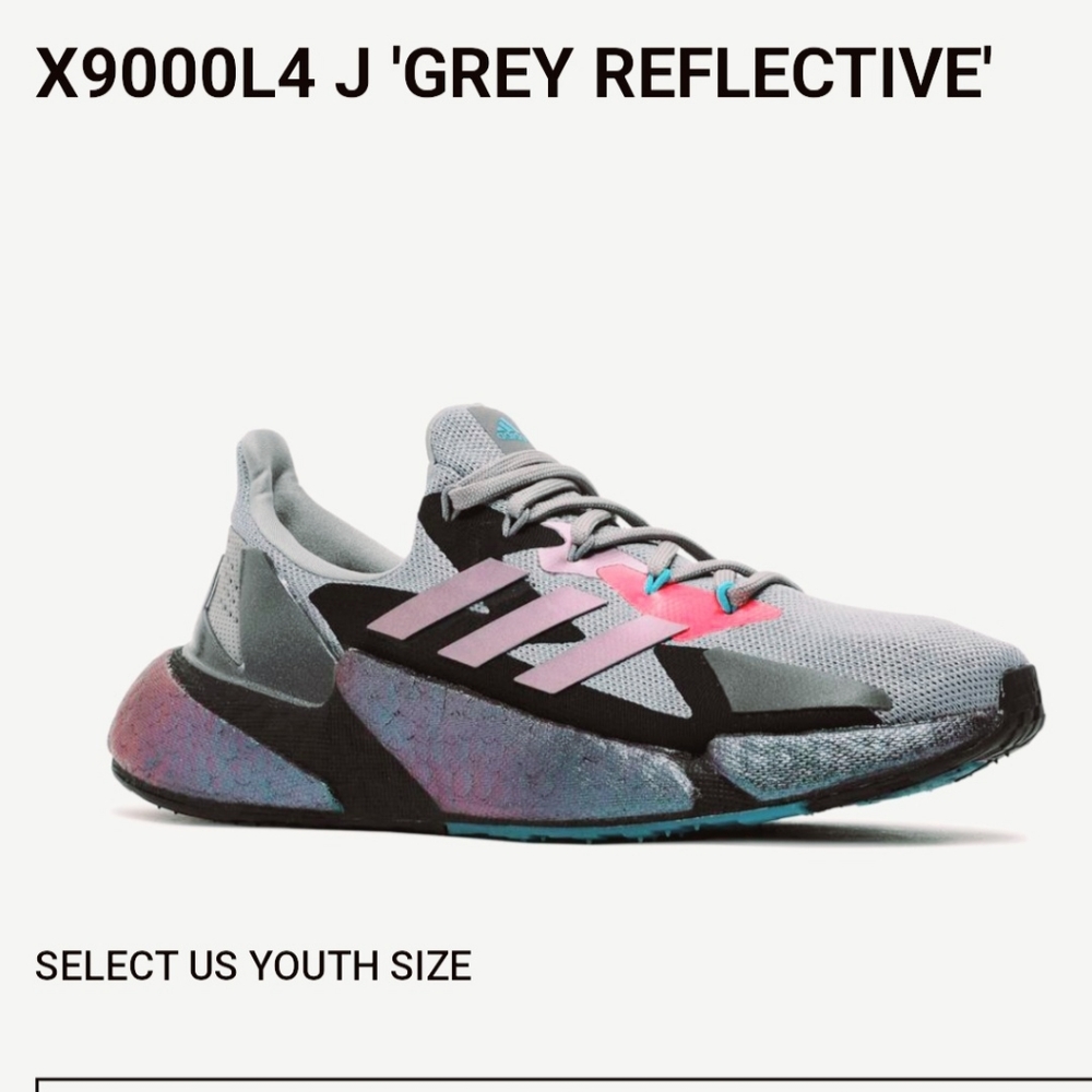 Adidas Boys X9000L4 Gray Reflective Running Shoes Sneakers Sz 6½ B or 8 Woman's - Picture 14 of 16